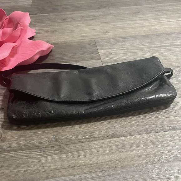 TANO Black Convertible Fold Over Clutch Wristlet Shoulder Bag - Picture 5 of 14